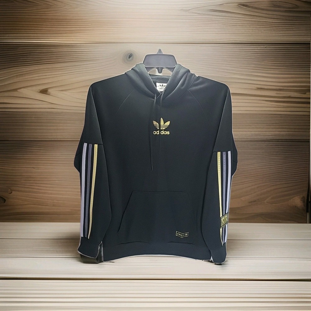 ADIDAS ORIGINALS CHILE 20 TREFOIL Men's Hoodie ~ SIZE MEDIUM #HD8294 BLACK